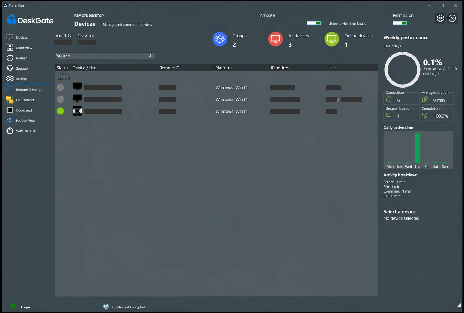DeskGate centralized employee monitoring and device administration console