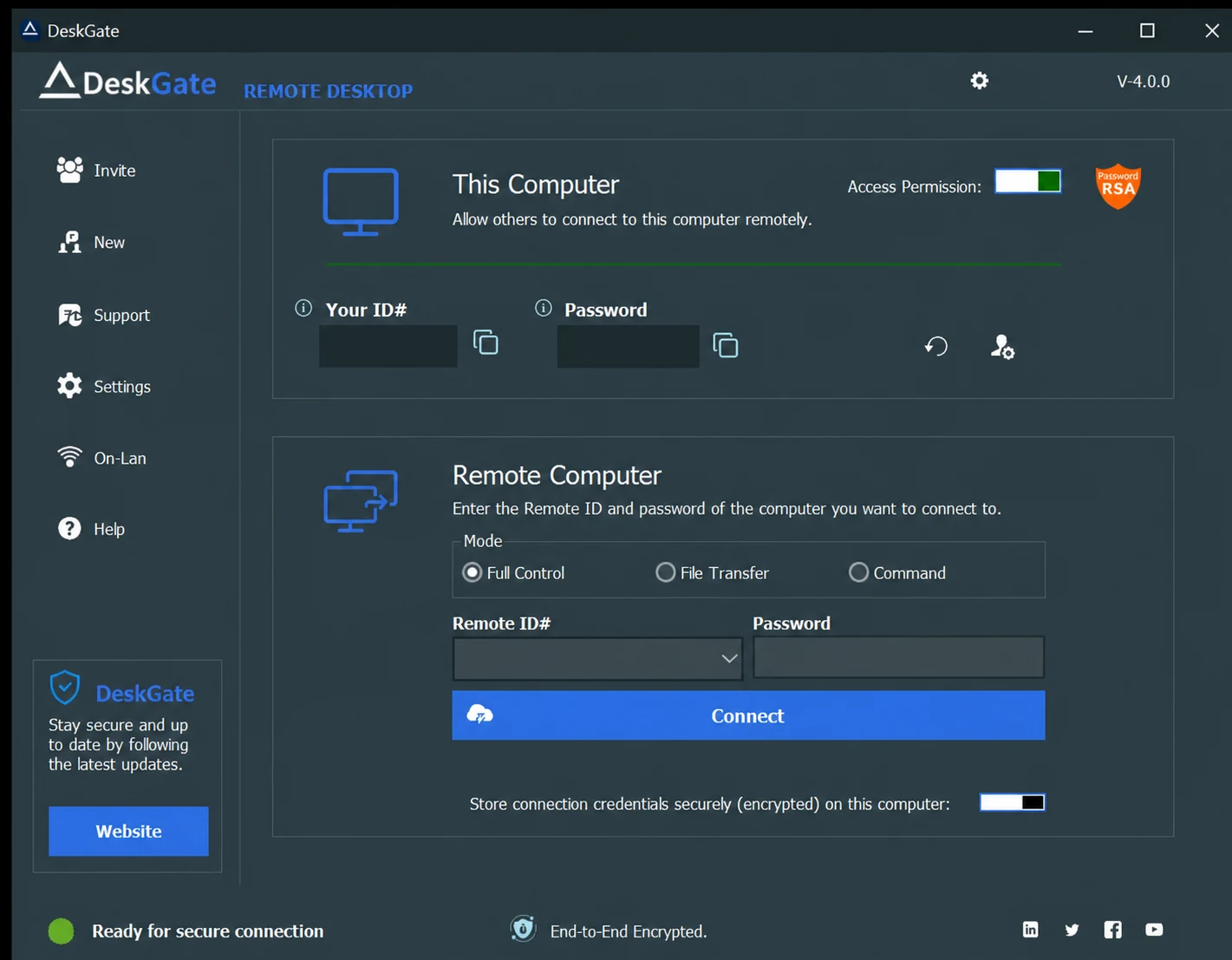 DeskGate Windows remote desktop client with secure access modes
